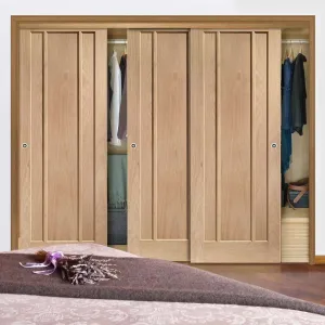 Bespoke Worcester Oak 3 Panel 3 Door Maximal Wardrobe and Frame Kit