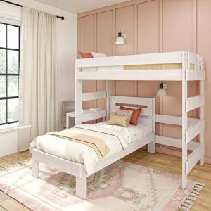 Modern Farmhouse Twin Over Twin L-Shaped Bunk Bed With Desk