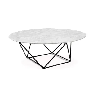 Robin 100cm Round Marble Coffee Table - Black Base