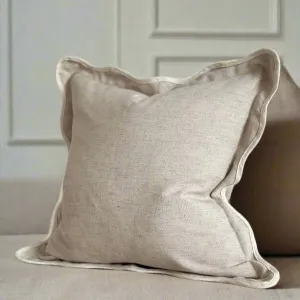 Sand Scalloped Edge Linen Blend Square Cushion  45x45cm